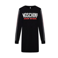 MOSCHINO UNDERWEAR 莫斯奇诺 19秋冬新品 女士黑色字母印花棉质长款圆领套头卫衣 Z A1716 9001 0555 S码