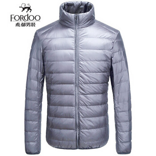 虎都（FORDOO）羽绒服男 2019冬季新款男装轻薄时尚羽绒服男士保暖羽绒外套 58880161 太空灰 XL