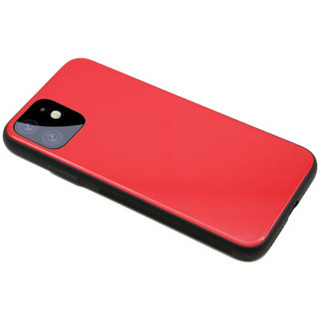 伟吉（WEIJI）iPhone11玻璃手机壳 苹果11玻璃壳（钢化玻璃后盖+TPU软边）防摔全包新款硬壳 红色