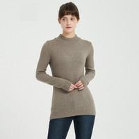intercrew针织衫女2019秋冬新款韩版基础百搭修身显瘦时尚休闲圆领针织衫打底衫女 NWC801 浅灰色 均码