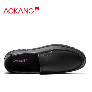 奥康（Aokang）男士套脚舒适日常简约驾车商务休闲皮鞋T93422222黑色44码