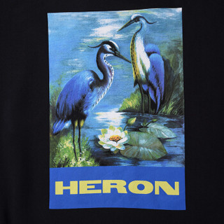 HERON PRESTON 19秋冬新品 男士黑色标志印花图案棉质圆领套头长袖卫衣 HMBA003F198080010488 S码