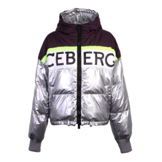 iceberg冰山19秋冬新款女士银色字母图案短款连帽羽绒服19ii2p0j011
