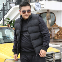 凯撒 KAISER 胖子羽绒棉马甲男2019冬季韩版潮流保暖背心坎肩加肥加大码宽松外套肥佬特大码马夹 黑色 2XL