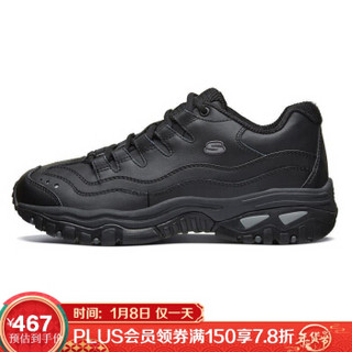 斯凯奇（Skechers）男女同款时尚厚底增高经典熊猫老爹绑带运动休闲鞋 51828-BBK 黑色 41