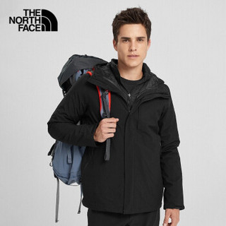 北面 The North Face 2019年秋冬新款户外冲锋衣 三合一运动防水保暖外套夹克|NF0A 3VSJ/  黑色 XL