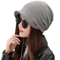 MAXVIVI 鸭舌帽女 纯色韩版鸭舌帽新款帽子女士有沿保暖时装帽多功能户外防寒帽子 WMZ933053 灰色