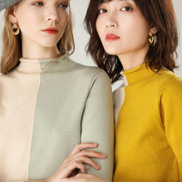 仙丫 2019秋冬季新品女装针织衫女半高领针织绒毛衫针织打底衫新款女装大码 GZHB9991715 浅绿 L