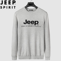 吉普 JEEP 毛衣男2019秋季新款棉针织衫圆领长袖体恤青年纯色套头打底衫男装上衣 HS1914 灰色 XL