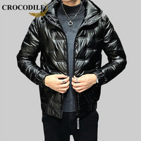 鳄鱼恤（CROCODILE）羽绒服 男士2019冬季新款韩版时尚休闲连帽轻薄羽绒服外套 D240-S015 黑色 XL