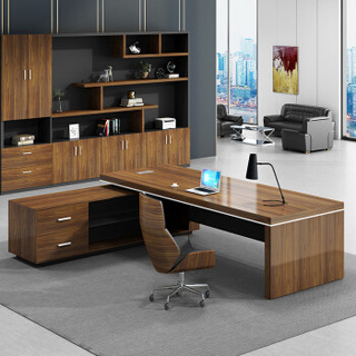隆旭 老板桌办公桌椅组合主管经理总裁室大班台现代简约办公家具 DBT01 2米*0.8米（含侧柜）