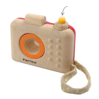 进口PlanToys 儿童玩具 木质仿真照相机 男女孩喜爱1岁以上 泰国原装5633