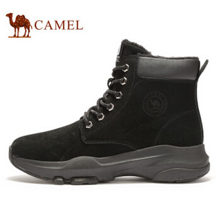 骆驼（CAMEL） 时尚潮流反绒皮男士马丁靴 A942303034 黑色 44
