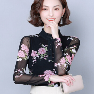 丽乔 半高领打底衫女加绒显瘦冬季2019新款女装韩版长袖内搭打底衫 zx5608-876 图片色薄款 3XL