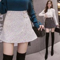 丽乔 毛呢半身裙女靴裙冬季2019新款女装时尚小香风荷叶毛呢鱼尾小短a字包臀裙 zx1625-2785 白色 M