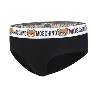 MOSCHINO UNDERWEAR 莫斯奇诺 女士黑色小熊图案棉质三角内裤 Z A4717 9003 0555 2码