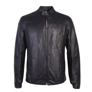 商品trussardi jeans 杜鲁萨迪 19秋冬新款男士黑色休闲皮衣外套52s