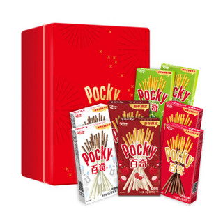 格力高（glico）Pocky百奇新年礼盒 百奇巧克力饼干棒 早餐甜点休闲网红零食礼盒 8盒装 赠环保袋、手拎袋