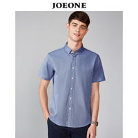九牧王（JOEONE）短袖衬衫 男士夏季新款纯棉短袖衬衣-厂170/92A[48]蓝色JC492024T