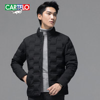 卡帝乐鳄鱼(CARTELO)羽绒服男士2019冬季新款常规立领短款冬装时尚潮流保暖外套 黑色 M