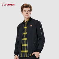TRiES 才子 夹克男 2019秋季新款主题胸针棒球领夹克外套 立体袖袋22195E3220 黑色 XXL(180/96A)
