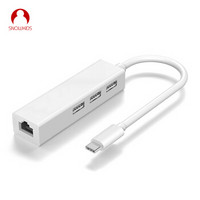 Snowkids Type-c转换器 电脑扩展坞适用苹果MacBook USB-C转RJ45转换器USB分线器白色