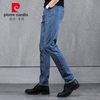 皮尔卡丹（pierre cardin）203913-0800 长裤男宽松小脚春夏新品水洗弹力商务休闲牛仔裤 蓝色913 29