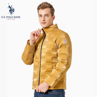 U.S. POLO ASSN.羽绒服男2019秋冬新款男装韩版鸭绒立领外套男上衣潮男装 6194117165 土黄 M