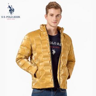 U.S. POLO ASSN.羽绒服男2019秋冬新款男装韩版鸭绒立领外套男上衣潮男装 6194117165 土黄 M