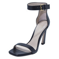 STUART WEITZMAN 斯图尔特·韦茨曼 SW 女士黑色牛皮脚裸高跟凉鞋 100SQUARENUDIST BLACK TRIPOLI 9/40