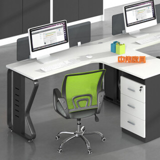 ZHONGWEI 中伟 屏风办公桌组合员工桌职员桌卡座现代简约工作位钢架电脑桌7字型3人位3600