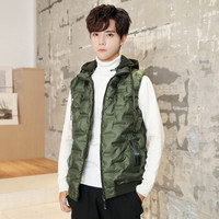 鳄鱼恤 CROCODILE 马甲男2019冬季潮流大码宽松无袖连帽青年商务休闲保暖外套男ZMN1676 军绿色 8XL