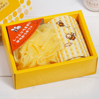 日本内野（UCHINO）小蜜蜂2件套毛巾礼盒 可爱卡通 生日礼物 方巾/浴花 黄色 18*13.5*6cm