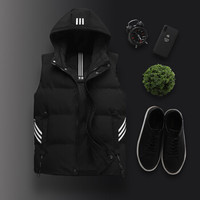 鳄鱼恤 CROCODILE 马甲男2019秋季新款男士保暖立领马甲舒适运动马夹男士连帽保暖外套男装HRH 8915 黑色 M