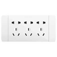 德力西 DELIXI开关插座面板 CD691系列 118型三位五孔15孔插座面板 时尚白