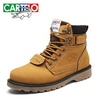 卡帝乐鳄鱼（CARTELO)男鞋休闲中高帮系带韩版舒适时尚潮流马丁工装男靴 906 棕色 40