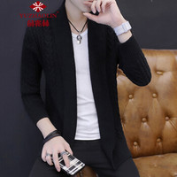 俞兆林（YUZHAOLIN）针织衫 男士百搭纯色开衫毛衣355-CM004黑色XL