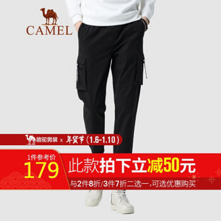 骆驼（CAMEL）男装 2019秋季新款休闲裤男潮酷宽松休闲束脚工装裤男 D9P260290 黑色XXXL