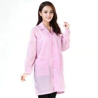 久臻 91015防静电大褂衣净化服洁净服无尘服 防静电工作防尘服 粉色 XL
