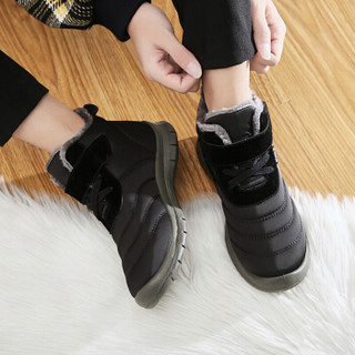 回力 Warrior 男女情侣款时尚休闲棉鞋低帮加绒保暖雪地靴 WBN-3142 黑色 42(偏小一码)