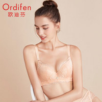 Ordifen 欧迪芬 文胸内衣女20年新品上薄下厚聚拢文胸女蕾丝调整收副乳无痕美背女士胸罩乳罩 XB6106 玉粉橘 32/70B