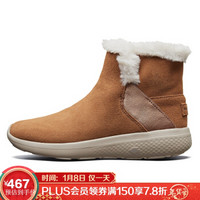 斯凯奇（Skechers）女款运动时尚轻便反毛皮 舒适保暖套脚雪地冬靴 休闲鞋14635 栗色/CSNT 39