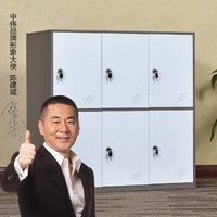 中伟矮柜更衣柜办公柜储物柜钢制铁皮柜文件柜鞋柜档案柜茶水柜拆装咖白六门矮柜