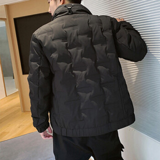 北极绒（Bejirong）羽绒服男2019冬新品工装加厚短款休闲潮流男士外套 A102-DS570 黑色 5XL