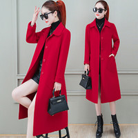 丽乔 加厚毛呢大衣女中长款冬季2019新款女装高端双面呢大衣外套 HZ442-89039 大红 L