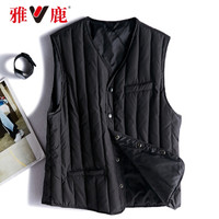 雅鹿羽绒马甲男2019冬季新款商务休闲男士保暖背心内外穿YT6107120 黑色 170/88A/L