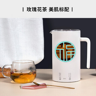 北欧欧慕 nathome 养生壶煮茶器煮茶壶电热水壶 迷你烧水壶多功能燕窝壶加厚玻璃NYS076白色+蓝色福字窗