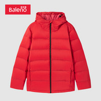 班尼路（Baleno）羽绒服男 潮流帅气2019秋冬新款连帽加厚保暖黑色外套 49R 红色 M