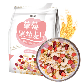 益汇坊 混合坚果水果麦片 燕麦片 草莓果粒麦片400g