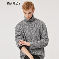 MARKLESS 长袖T恤男舒适宽松打底衫纯色高领针织T恤潮TXA8605M灰色XL/XXL